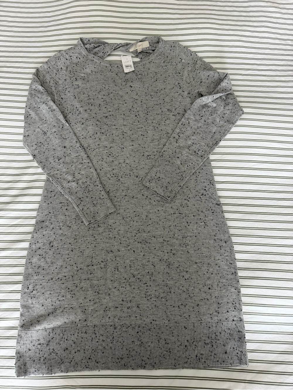 LOFT Speckled Gray Knit Midi Dress